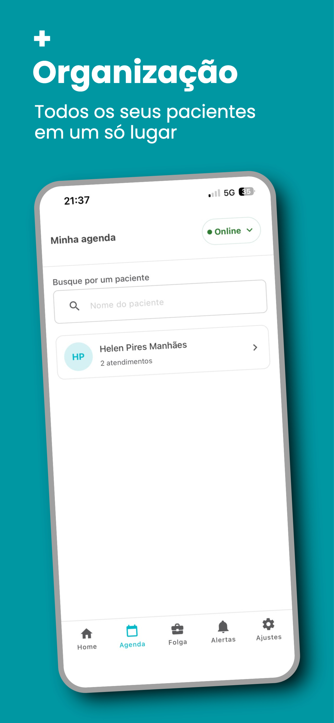 Agenda de pacientes no app Medicado
